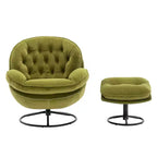Fauteuils d'appoint modernes Okak pour chambre à coucher avec pouf, fauteuil de loisirs avec siège rembourré