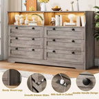 Commode à 6 tiroirs, commode de rangement moderne en bois avec lumières LED pour chambre à coucher, salon, dressing et entrée