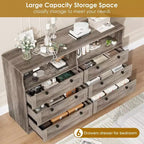 Commode à 6 tiroirs, commode de rangement moderne en bois avec lumières LED pour chambre à coucher, salon, dressing et entrée