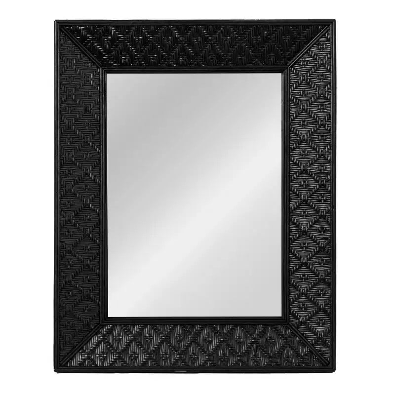 Miroir mural rectangulaire en rotin tissé à la main Storied Home