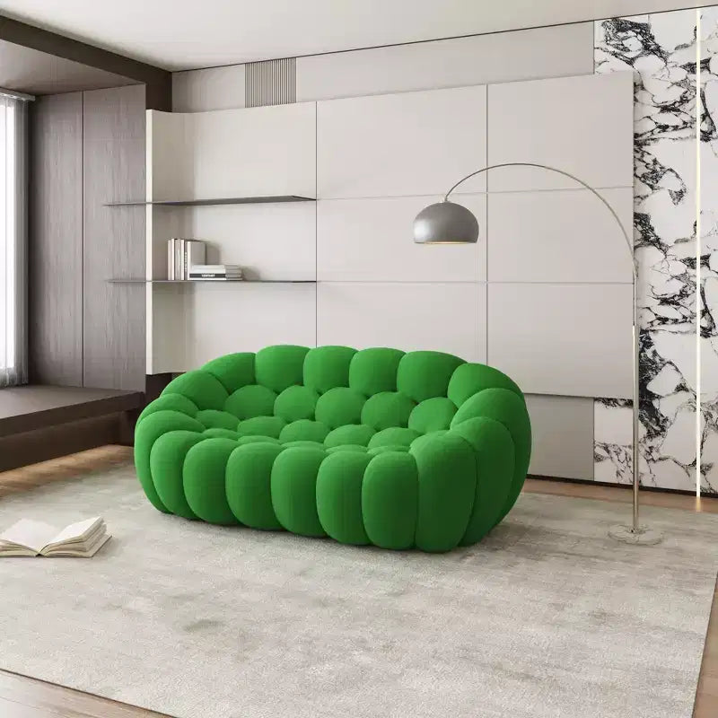 Canapé deux places alvéolé en tissu maille 3D, canapé de sol moderne de 75 pouces, vert