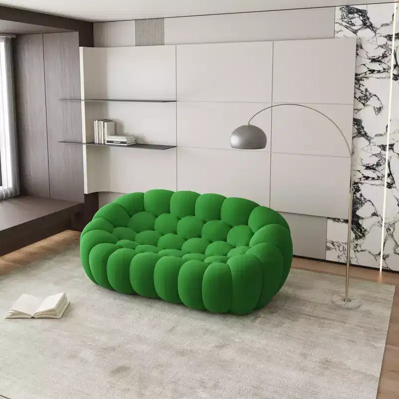 Canapé deux places alvéolé en tissu maille 3D, canapé de sol moderne de 75 pouces, vert