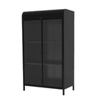 CLIHOME Armoire de Rangement Haute en Métal de 120,9 cm, Étagère de Présentation à 4 Niveaux avec Étagères Ouvertes, Bahut Autonome en Acier