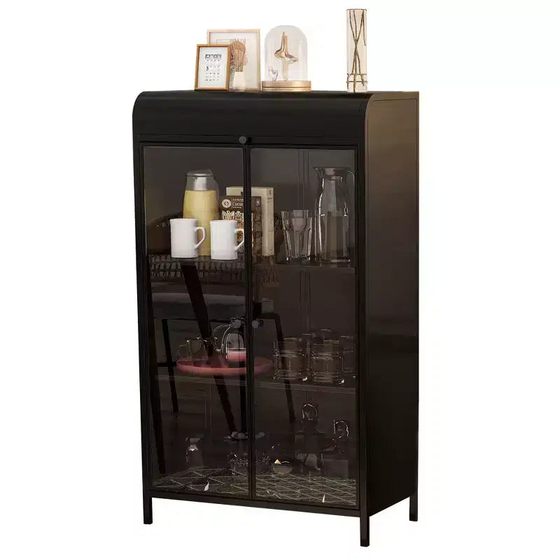 CLIHOME Armoire de Rangement Haute en Métal de 120,9 cm, Étagère de Présentation à 4 Niveaux avec Étagères Ouvertes, Bahut Autonome en Acier