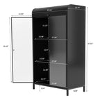 CLIHOME Armoire de Rangement Haute en Métal de 120,9 cm, Étagère de Présentation à 4 Niveaux avec Étagères Ouvertes, Bahut Autonome en Acier