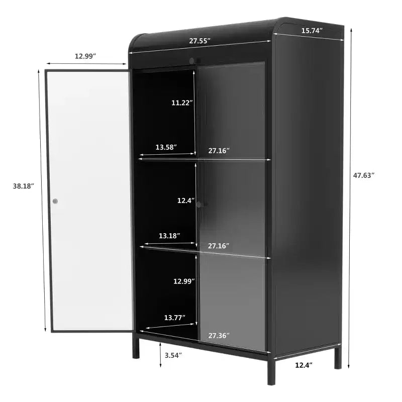 CLIHOME Armoire de Rangement Haute en Métal de 120,9 cm, Étagère de Présentation à 4 Niveaux avec Étagères Ouvertes, Bahut Autonome en Acier