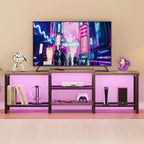 Meuble TV industriel de 170 cm, étagères de rangement ouvertes, meuble console en bois avec cadre métallique, table console média moderne, pour salon