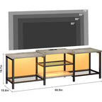 Meuble TV industriel de 170 cm, étagères de rangement ouvertes, meuble console en bois avec cadre métallique, table console média moderne, pour salon