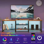 Meuble TV industriel de 170 cm, étagères de rangement ouvertes, meuble console en bois avec cadre métallique, table console média moderne, pour salon