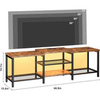 Meuble TV industriel de 170 cm, étagères de rangement ouvertes, meuble console en bois avec cadre métallique, table console média moderne, pour salon