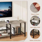 Meuble TV industriel de 170 cm, étagères de rangement ouvertes, meuble console en bois avec cadre métallique, table console média moderne, pour salon