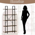 Costway Bibliothèque à 5 niveaux 1/2 PCS, 157 cm de haut, style industriel vintage, avec étagères de rangement ouvertes