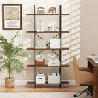 Costway Bibliothèque à 5 niveaux 1/2 PCS, 157 cm de haut, style industriel vintage, avec étagères de rangement ouvertes