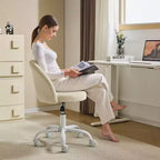 Karl Home | Fauteuil de bureau pivotant en coton et lin 24 W jaune clair