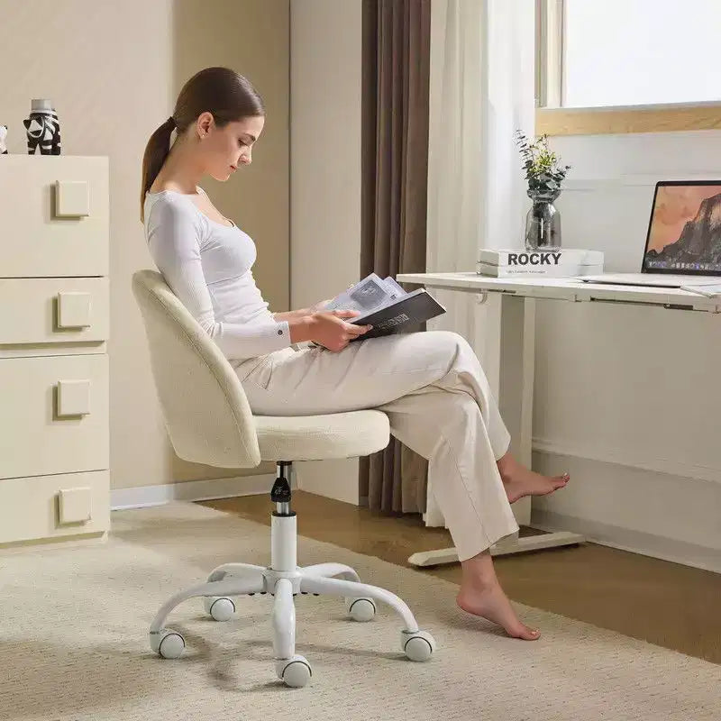 Karl Home | Fauteuil de bureau pivotant en coton et lin 24 W jaune clair