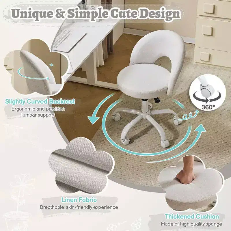 Karl Home | Fauteuil de bureau pivotant en coton et lin 24 W jaune clair
