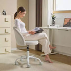 Karl Home | Fauteuil de bureau pivotant en coton et lin 24 W jaune clair