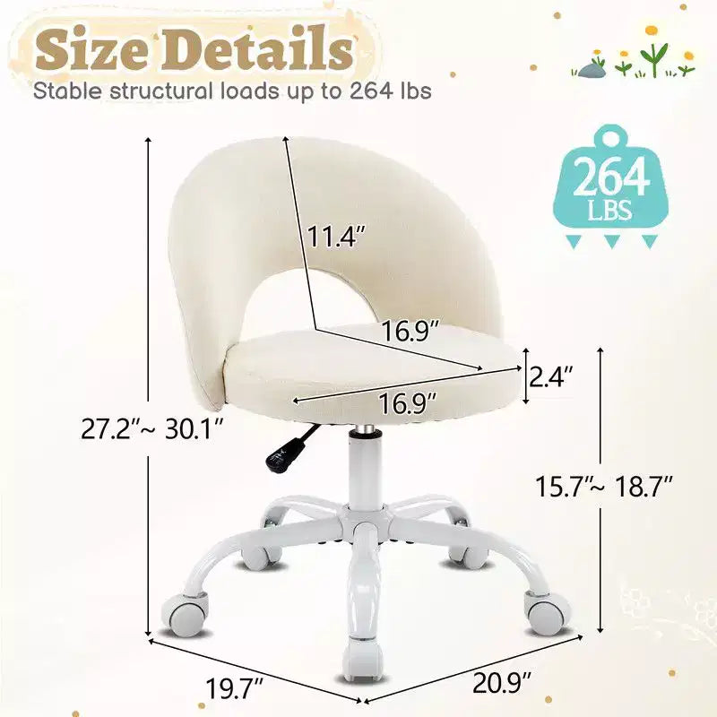 Karl Home | Fauteuil de bureau pivotant en coton et lin 24 W jaune clair