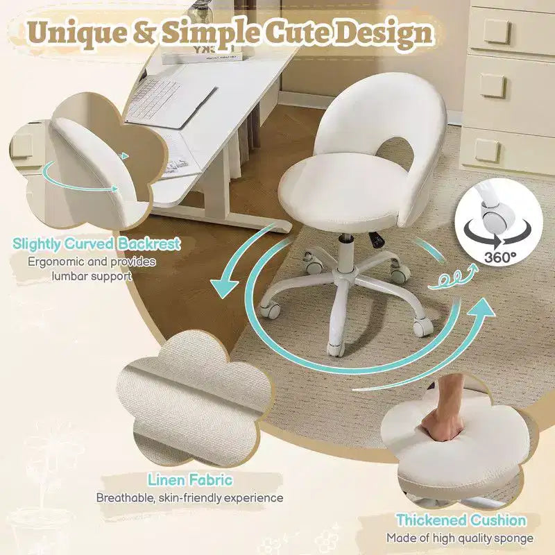 Karl Home | Fauteuil de bureau pivotant en coton et lin 24 W jaune clair