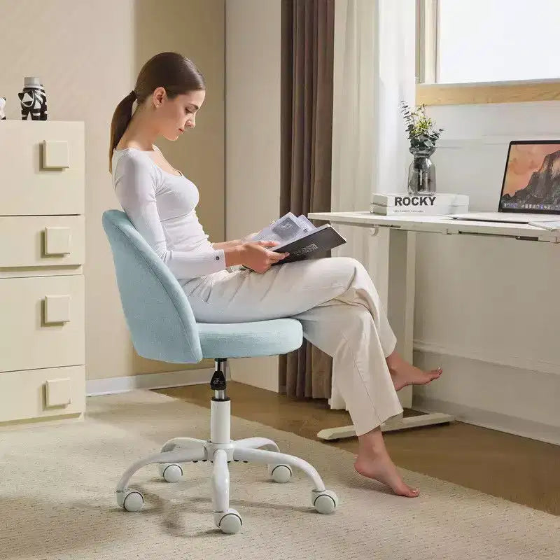 Karl Home | Fauteuil de bureau pivotant en coton et lin 24 W jaune clair