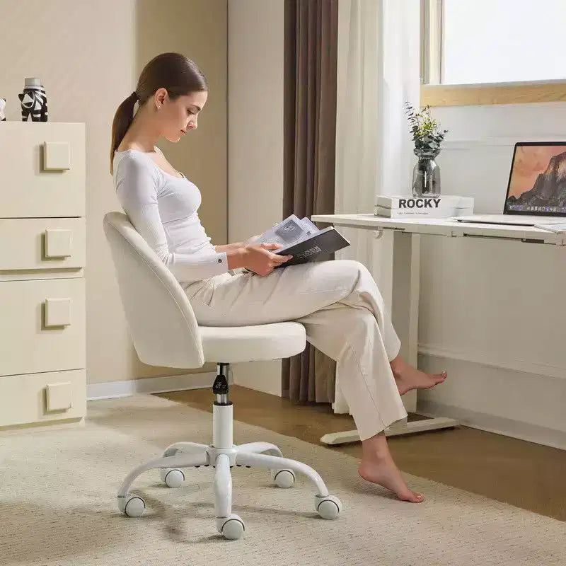 Karl Home | Fauteuil de bureau pivotant en coton et lin 24 W jaune clair