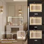 Coiffeuse élégante Famapy blanche : Grand miroir, plateau en verre et nombreux rangements Table de maquillage Coiffeuse Commode