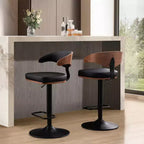 Tabouret de bar pivotant Art Leon en bois courbé et similicuir, à hauteur réglable