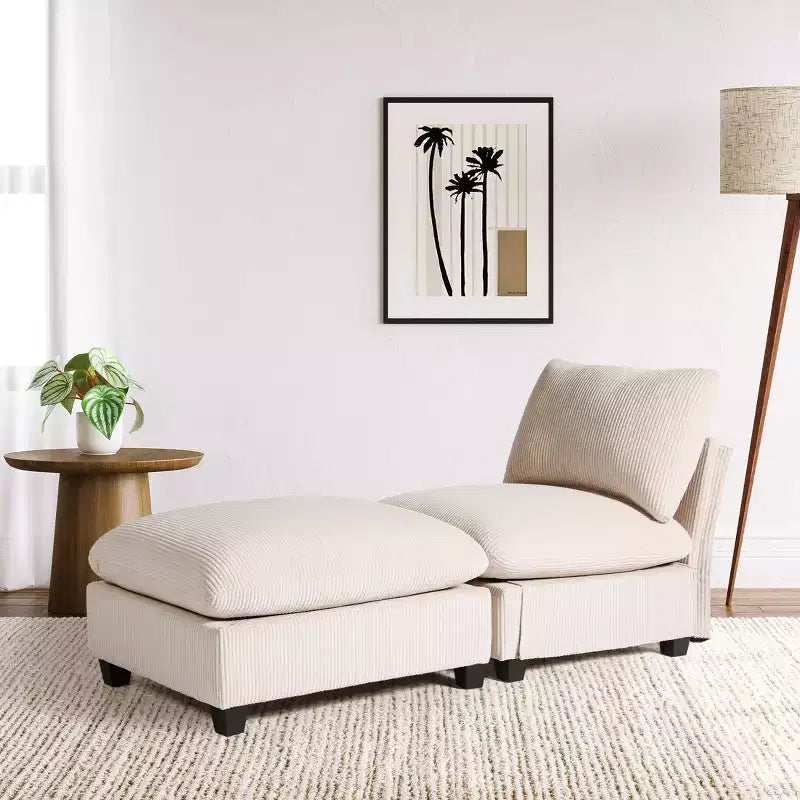 WestinTrends Hearthside Chaise Longue d'Intérieur 68,5 po en Velours Côtelé