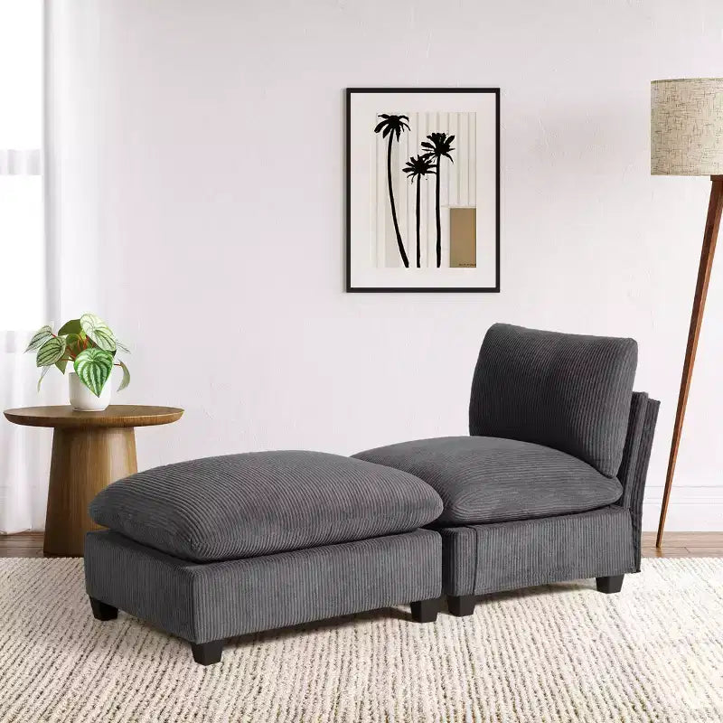 WestinTrends Hearthside Chaise Longue d'Intérieur 68,5 po en Velours Côtelé