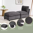 WestinTrends Hearthside Chaise Longue d'Intérieur 68,5 po en Velours Côtelé