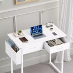 MAYEERTY Petit bureau d'ordinateur réglable de 32 pouces, table d'étude/écriture en métal avec rangement et crochet pour casque, bureau à domicile