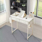 MAYEERTY Petit bureau d'ordinateur réglable de 32 pouces, table d'étude/écriture en métal avec rangement et crochet pour casque, bureau à domicile