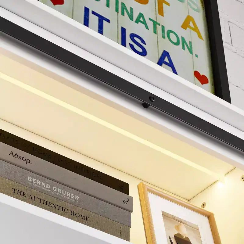 Cadre de lit Queen moderne Famapy avec tiroirs de rangement, tête de lit LED et prises de courant, lit plateforme en bois blanc pour chambre à coucher