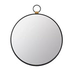 HomeRoots 28 Black Round Iron Framed Accent Mirror