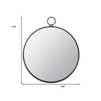 Miroir d'appoint rond HomeRoots 28 à cadre en fer noir