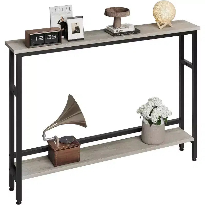 Table étroite de 5,9'' derrière le canapé, console 2 niveaux avec étagère réglable, table d'entrée, longue table de canapé étroite