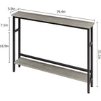 Table étroite de 5,9'' derrière le canapé, console 2 niveaux avec étagère réglable, table d'entrée, longue table de canapé étroite