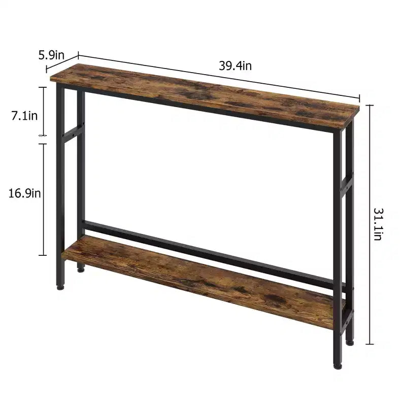 Table étroite de 5,9'' derrière le canapé, console 2 niveaux avec étagère réglable, table d'entrée, longue table de canapé étroite