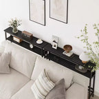 Table étroite de 5,9'' derrière le canapé, console 2 niveaux avec étagère réglable, table d'entrée, longue table de canapé étroite