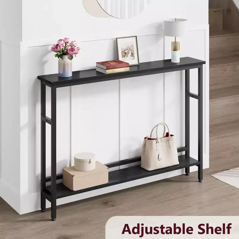 Table étroite de 5,9'' derrière le canapé, console 2 niveaux avec étagère réglable, table d'entrée, longue table de canapé étroite