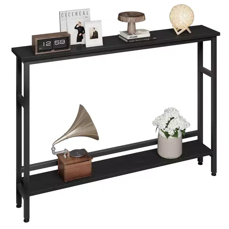 Table étroite de 5,9'' derrière le canapé, console 2 niveaux avec étagère réglable, table d'entrée, longue table de canapé étroite