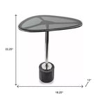 Table d'appoint sur pied HomeRoots 22 en aluminium noir fumé et argenté, verre et marbre