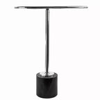Table d'appoint sur pied HomeRoots 22 en aluminium noir fumé et argenté, verre et marbre