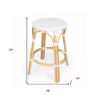 HomeRoots Chaise de bar de comptoir sans dossier en rotin robuste blanc et naturel 24 po