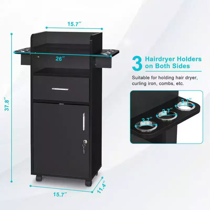 Chariot de rangement Karl Home Beauty pour salon noir