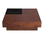 Table basse de rangement en bois d'acacia style rétro italien, coloris brun-noir