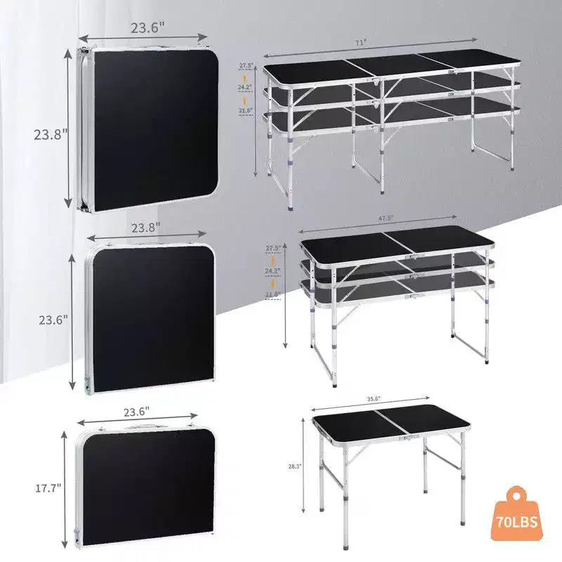 Table pliante de patio rectangulaire Karl Home 1,20 m Marron Aluminium