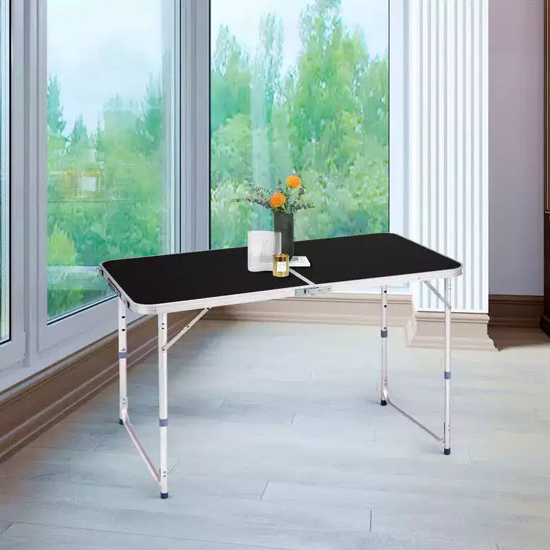Table pliante de patio rectangulaire Karl Home 1,20 m Marron Aluminium