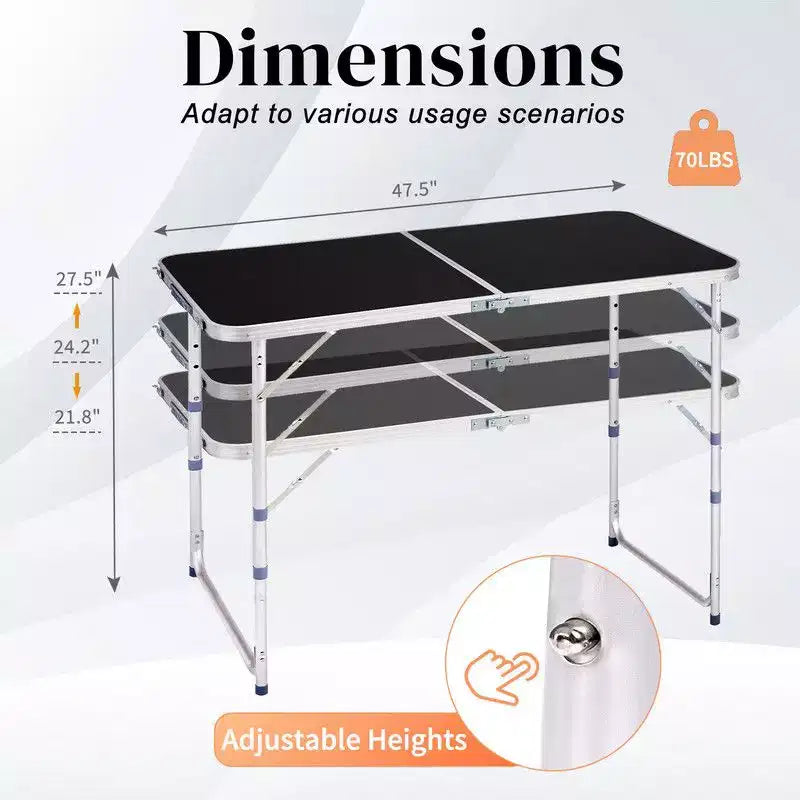 Table pliante de patio rectangulaire Karl Home 1,20 m Marron Aluminium