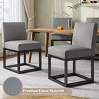 AMERLIFE Chaises de salle à manger en lin Mid-century lot de 6, chaises de dîner modernes rembourrées